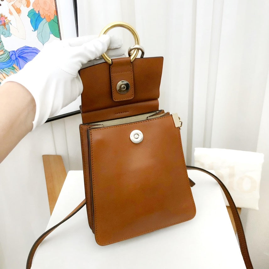 Chloe mini faye tan leather shoulder bag