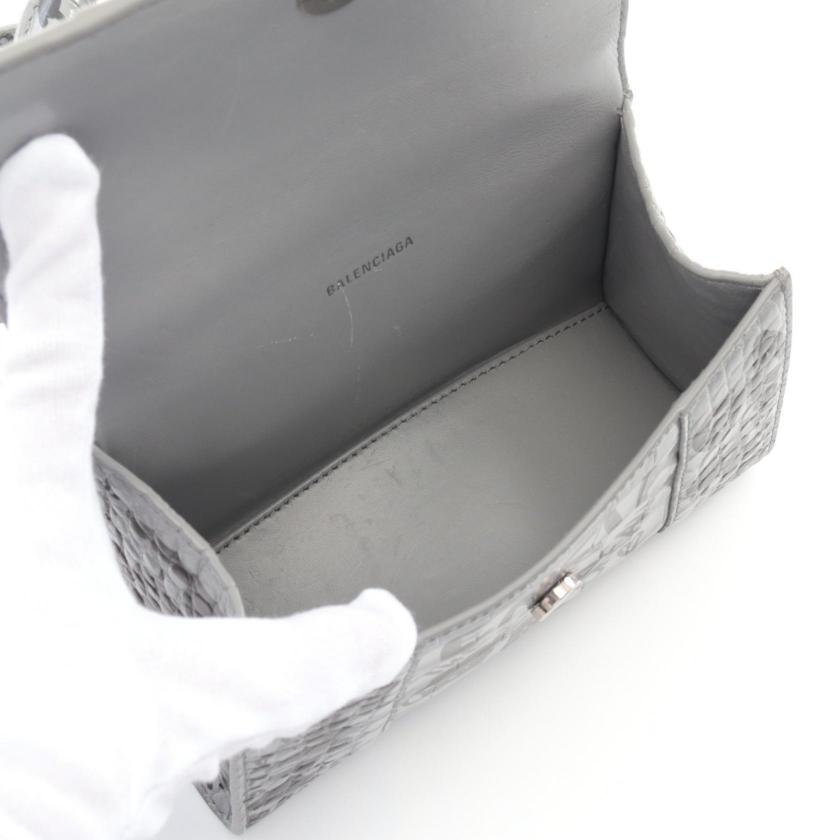 balenciaga Hourglass XS Handbag Leather Gray 2WAY