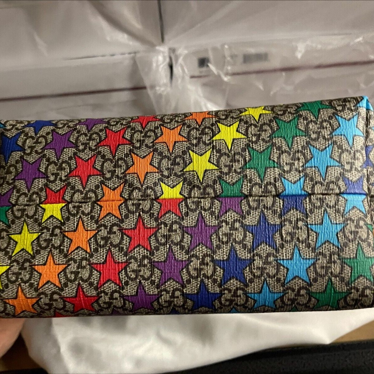Gucci Childrens Rainbow Stars Leather Supreme Tote Handbag Bag Italy Red NEW