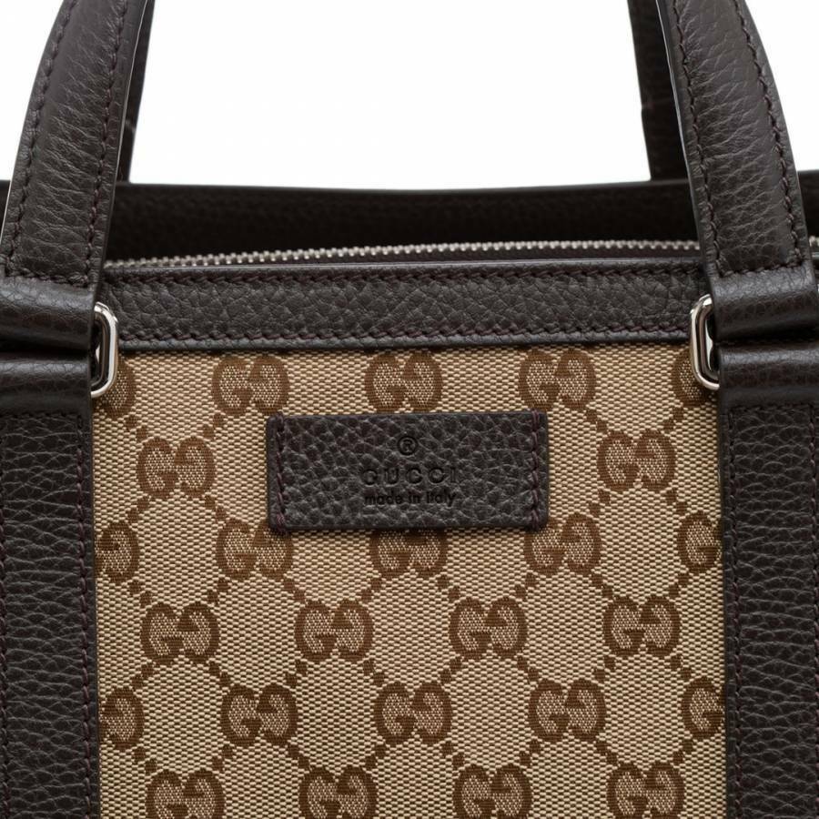 Gucci Duffle Brown Signature Guccissima Large Canvas Leather Travel New