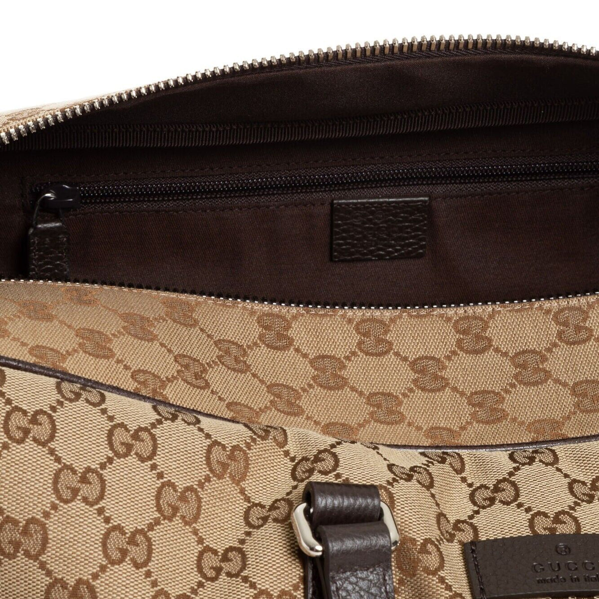Gucci Duffle Brown Signature Guccissima Large Canvas Leather Travel 610105 NEW