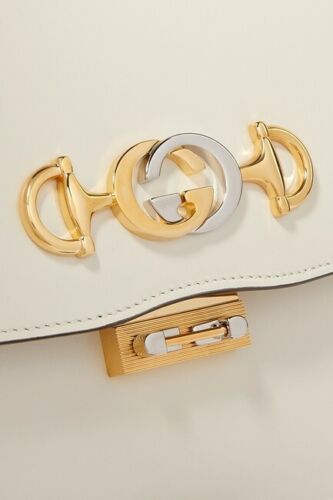 Gucci Mystic White Zumi Shoulder Bag Small Handbag Gold Strap Italy  New