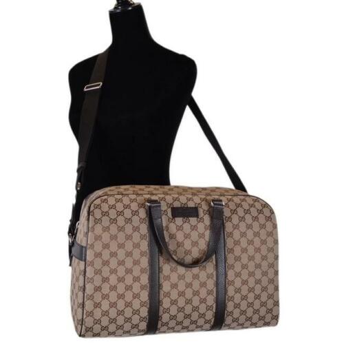 Gucci Duffle Brown Signature Guccissima Large Canvas Leather Travel 610105 NEW