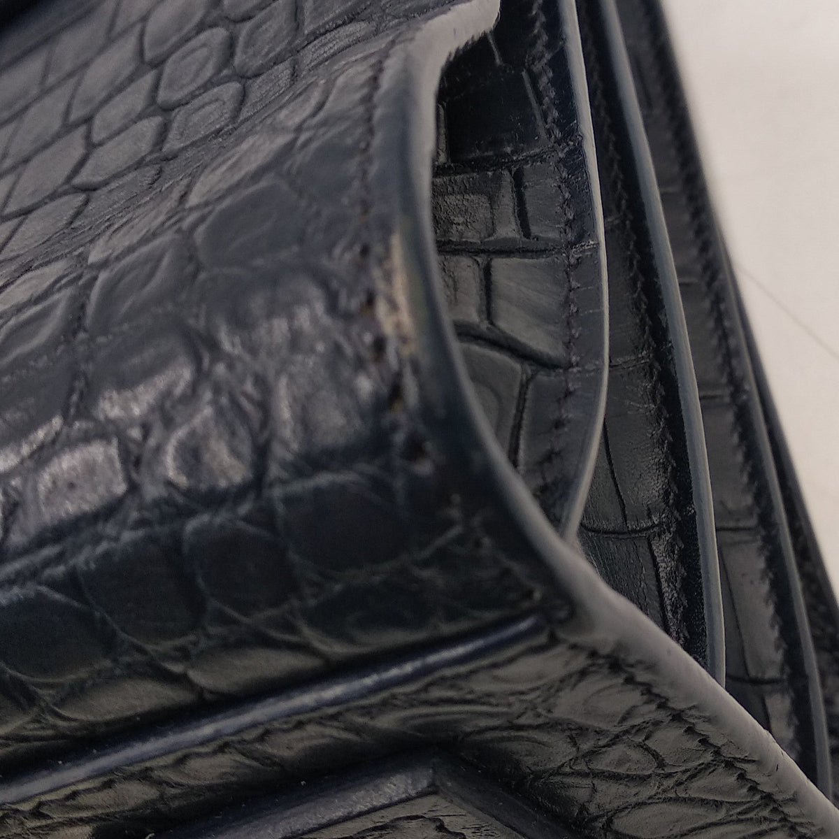Baby Sac De Jour Souple Crocodile Embossed Navy