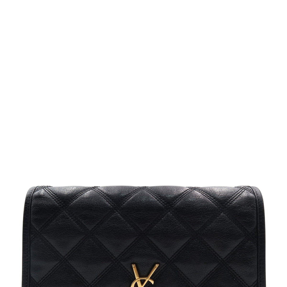 Becky Diamond-Quilted Chain Wallet Black