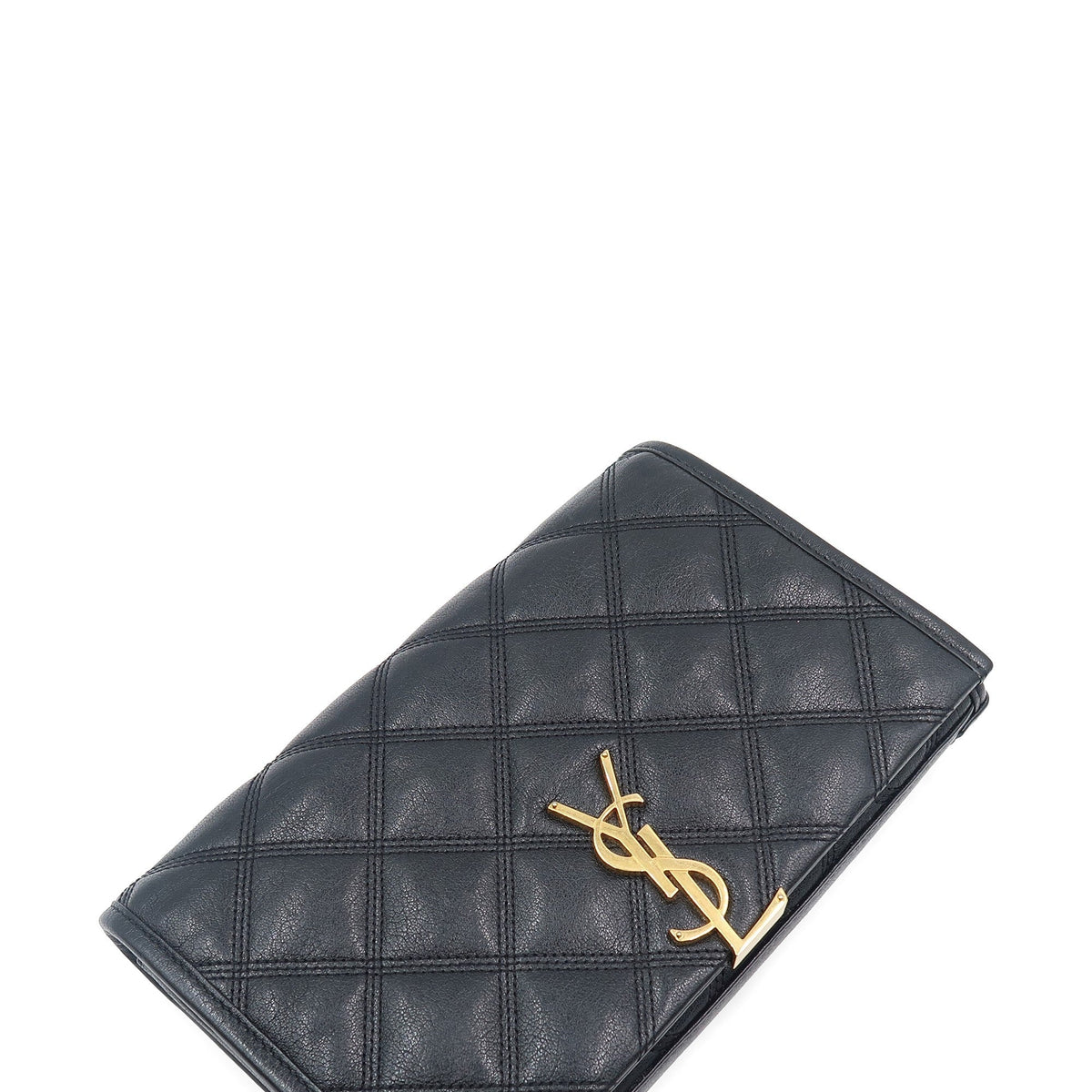 Becky Diamond-Quilted Chain Wallet Black