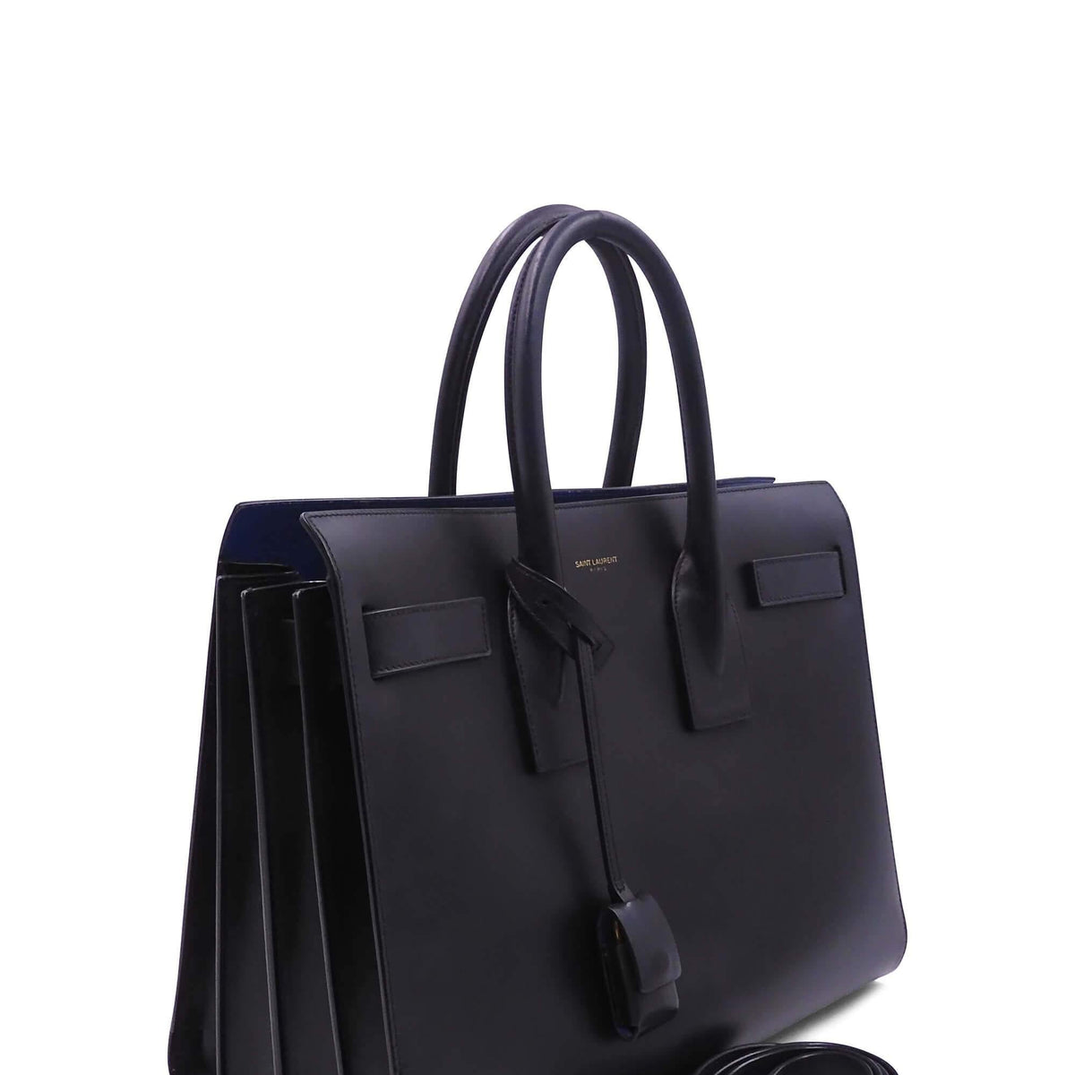 Classic Small Sac De Jour Black Blue in Smooth Leather