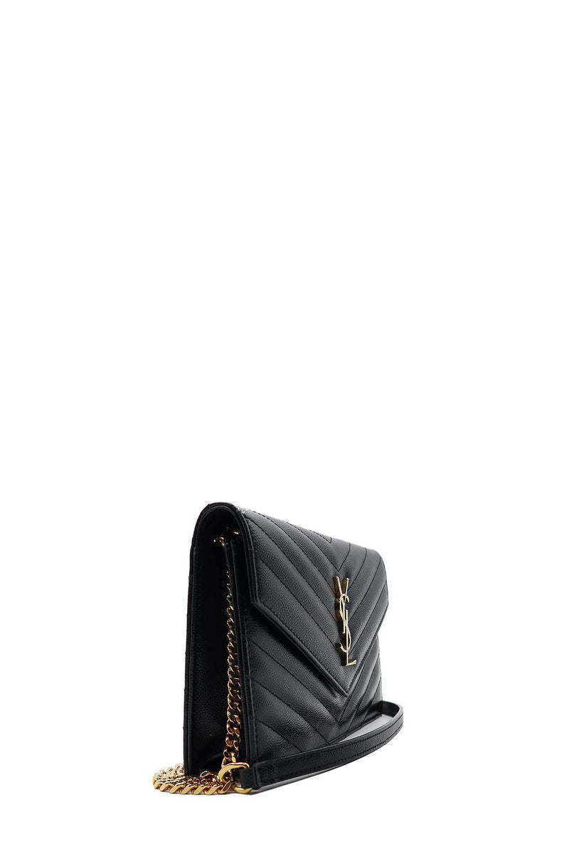 Envelope Chain Wallet  with Gold Hardware Black