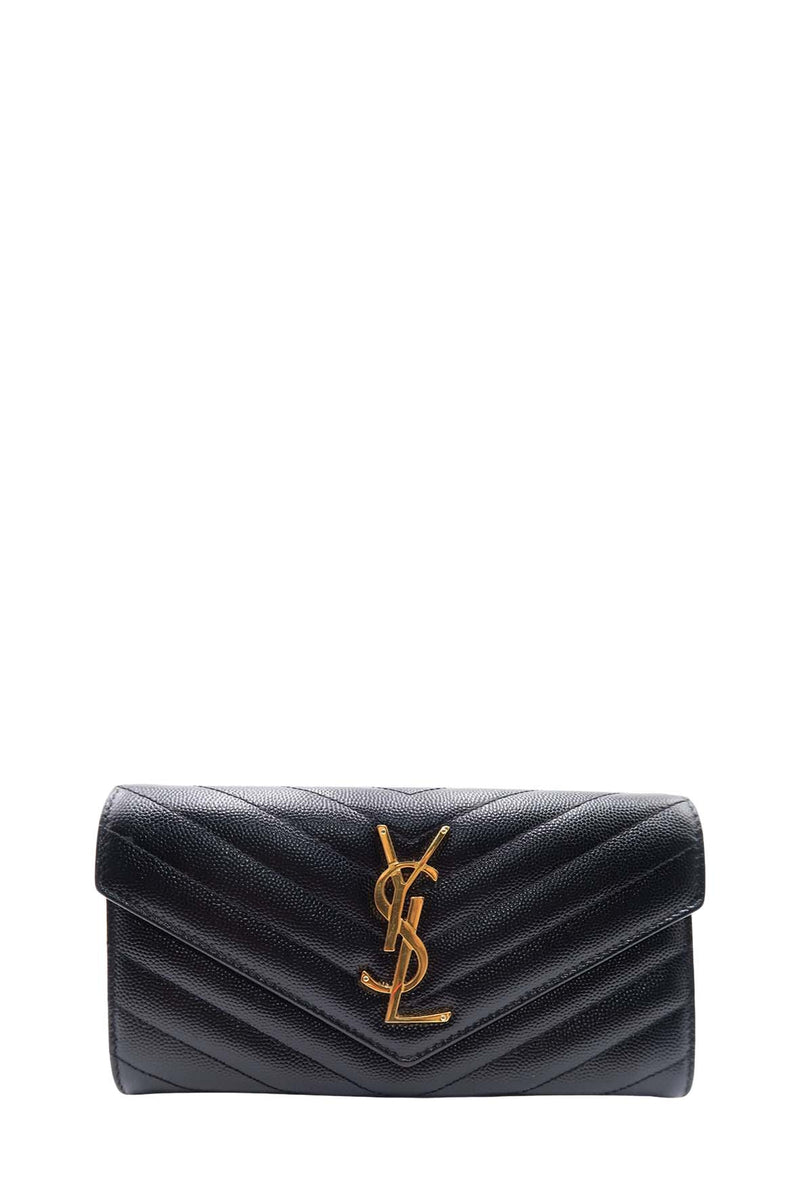 Large Cassander Matelasse Flap Wallet Black
