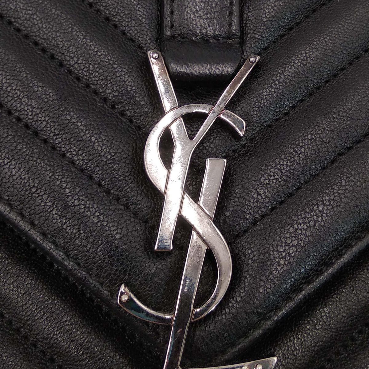 Large Monogram College Bag Dark Grey with Silver Hardware Dark Grey