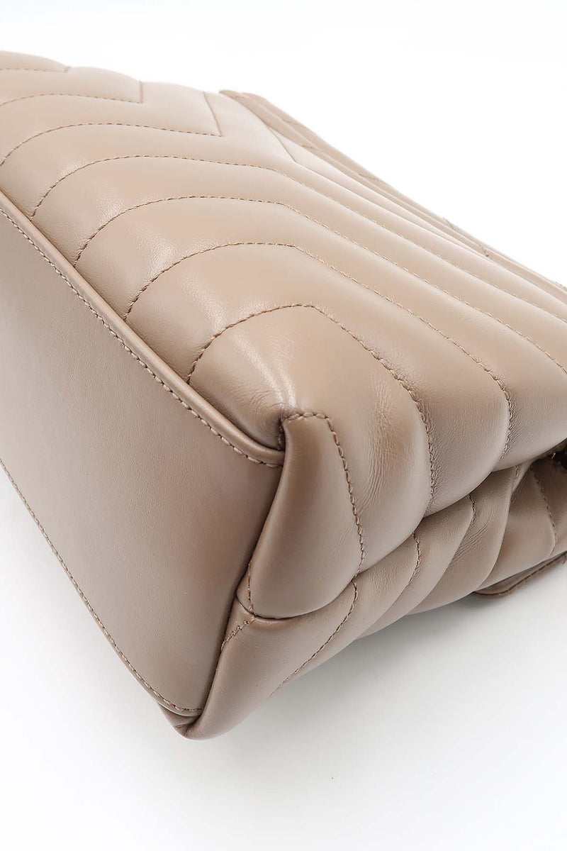 Loulou Small with Gold Hardware Dark Beige