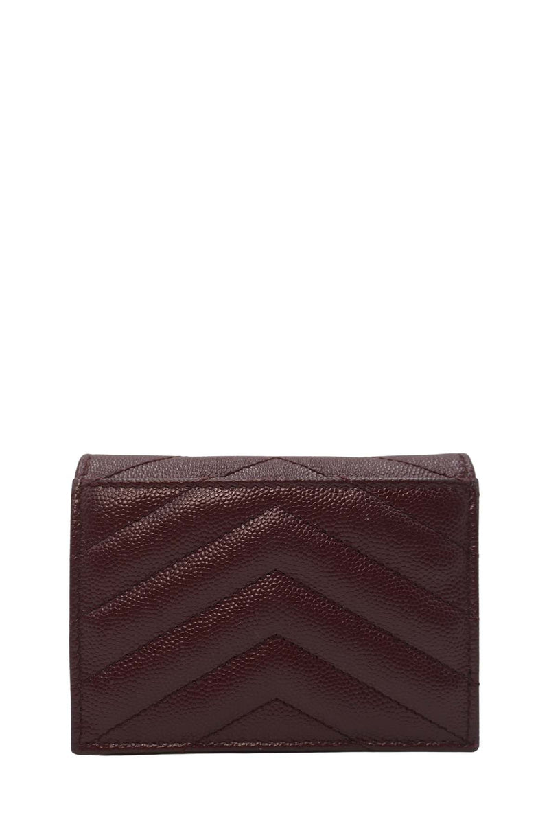 Matelasse Leather Small Envelope Monogram Wallet Brown