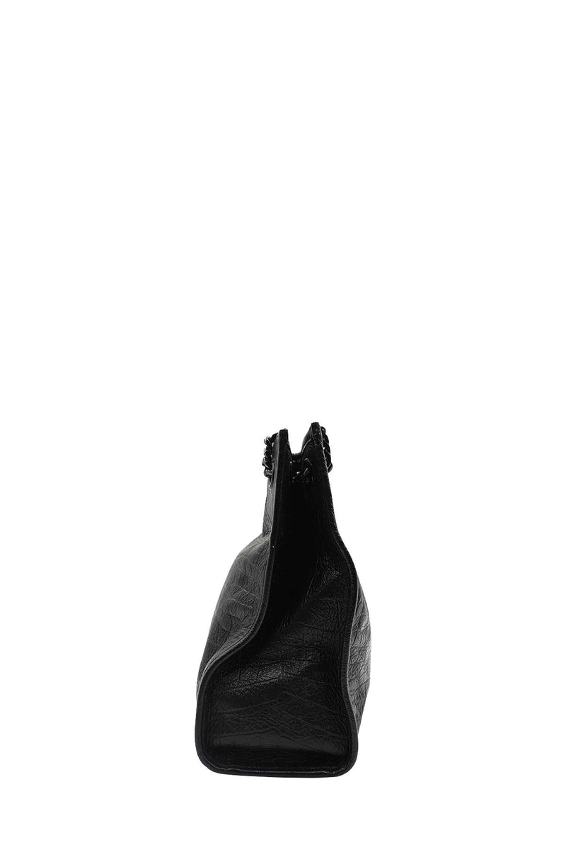 Medium Niki Shopper Tote Crocodile Embossed Leather Black