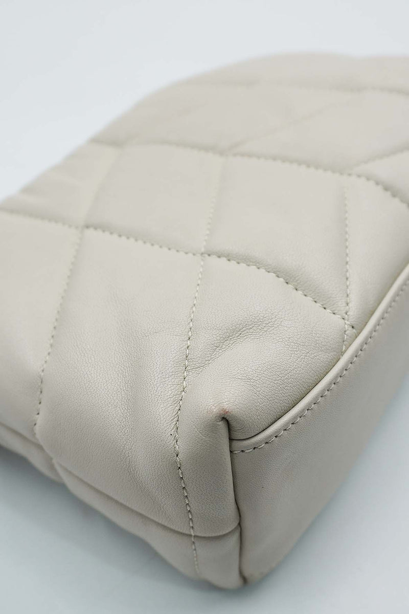 Mini Quilted Puffer Toy Lambskin SHW White