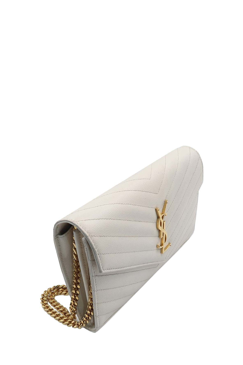 Monogram Chain Wallet White with Gold Hardware White