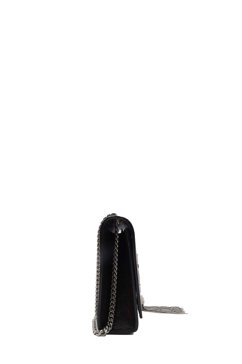 Monogram Medium Kate with Tassel Crocodile Embossed Matte with Silver Hardware Dark Brown