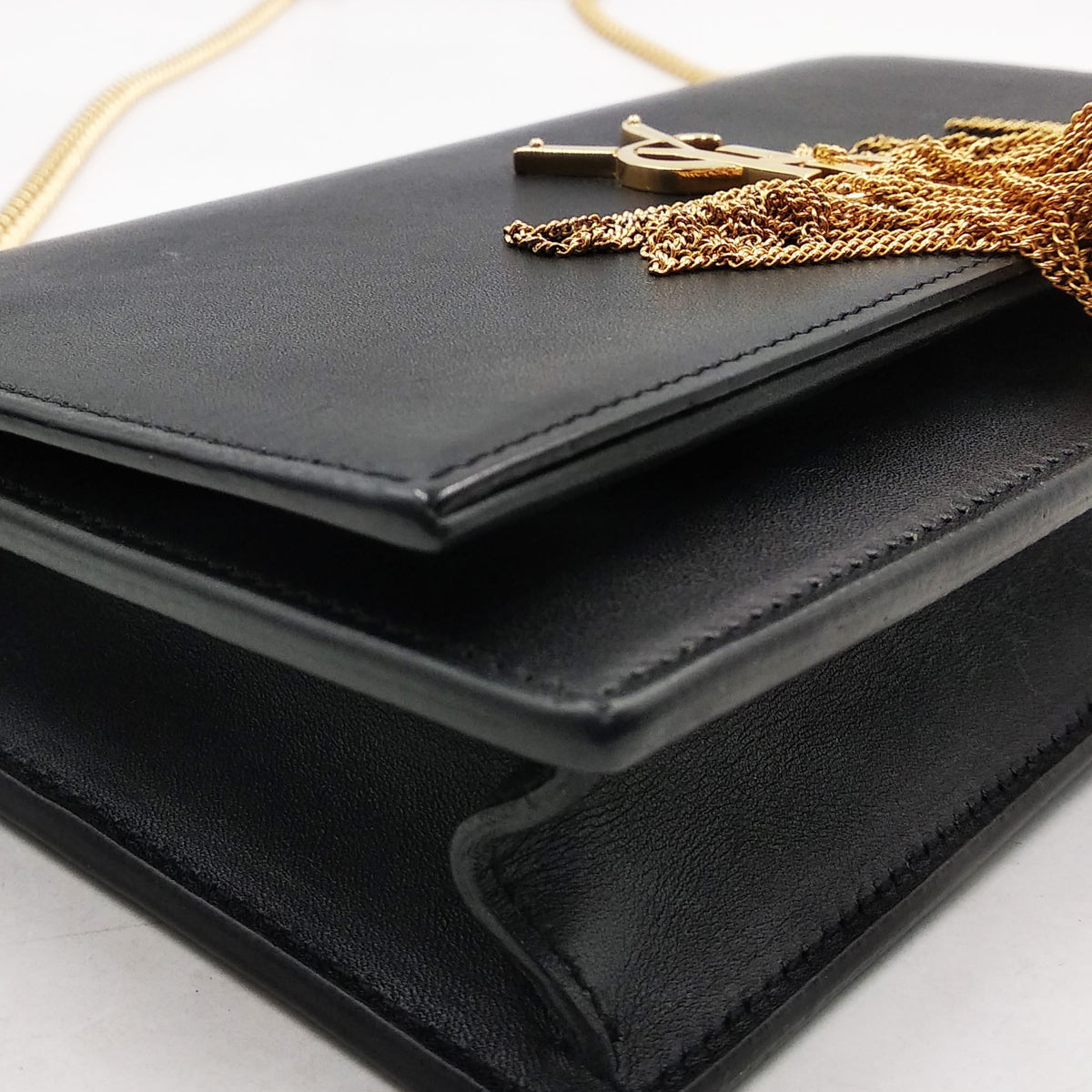 Monogram Small Kate with Tassel Black with Gold Hardware Black