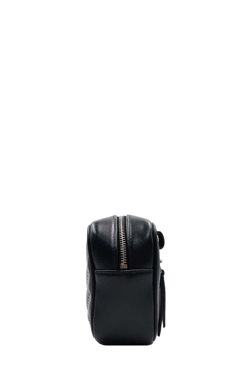 Studded Chevron Quilted Lou Belt Bag Black