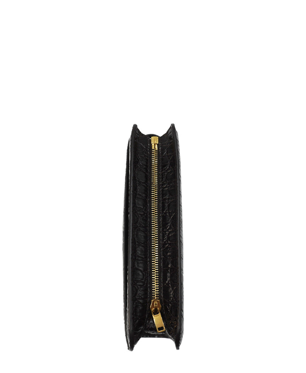 Croco Carre Crossbody Black