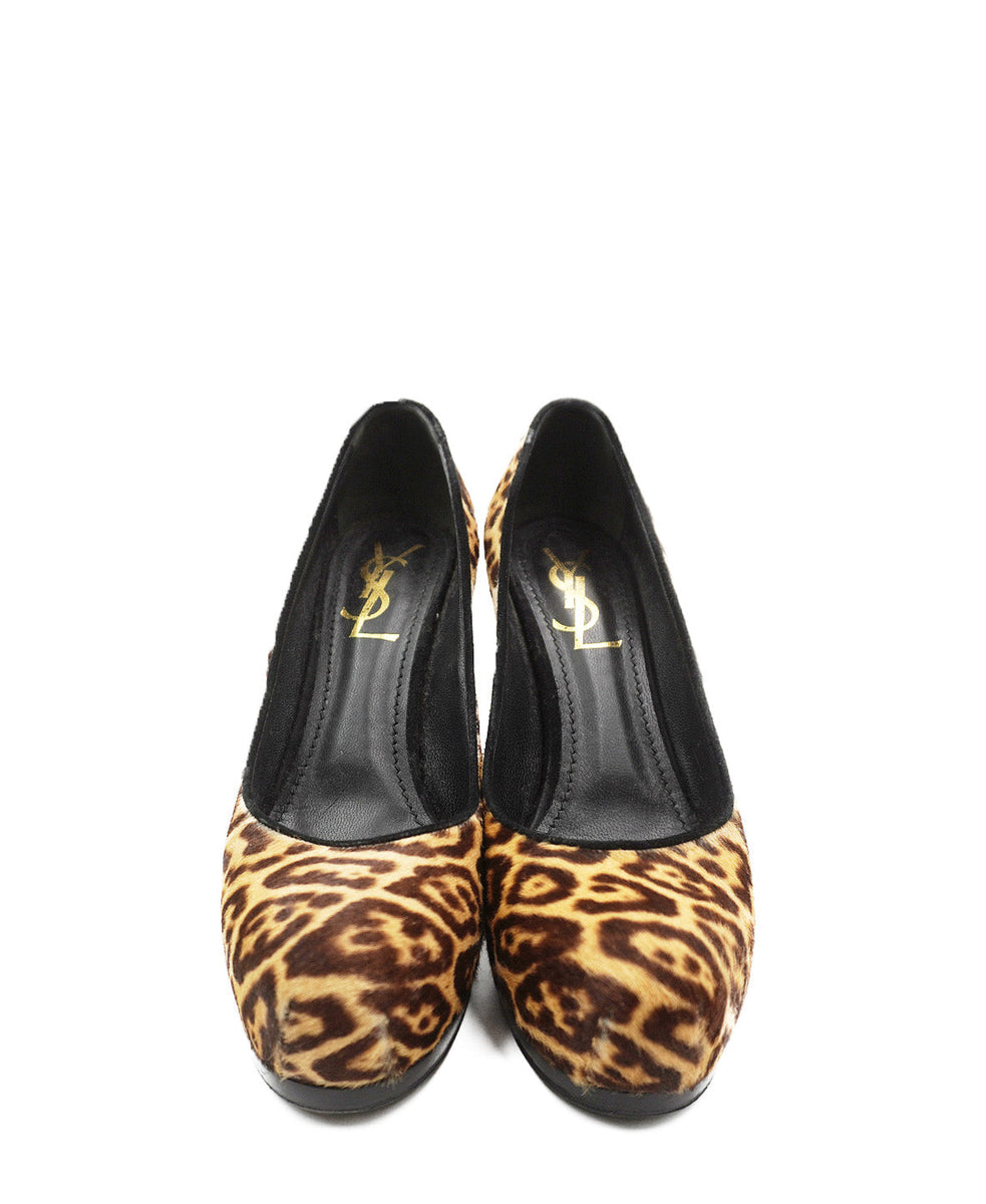 Palais Leopard Print Calf Hair Pumps Brown