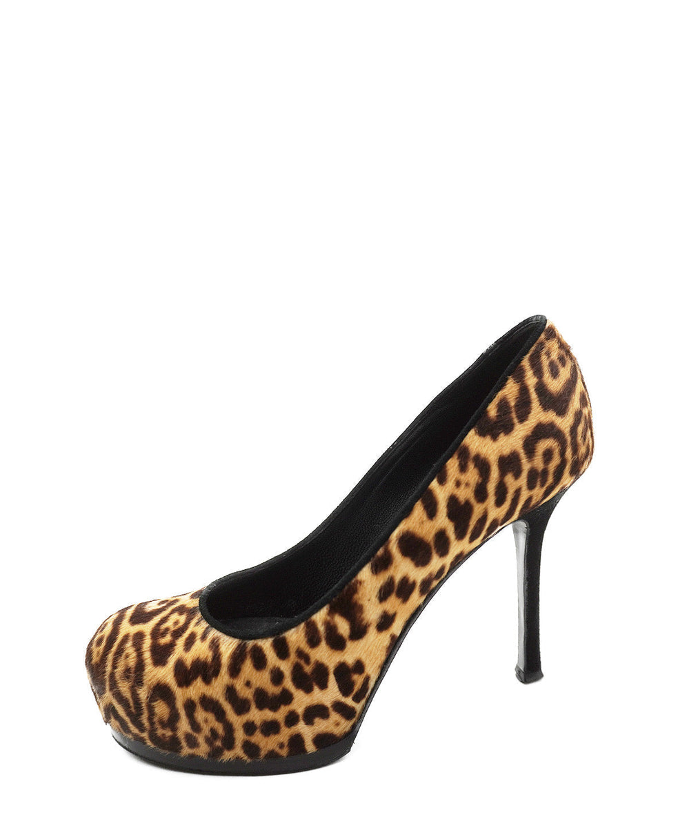 Palais Leopard Print Calf Hair Pumps Brown