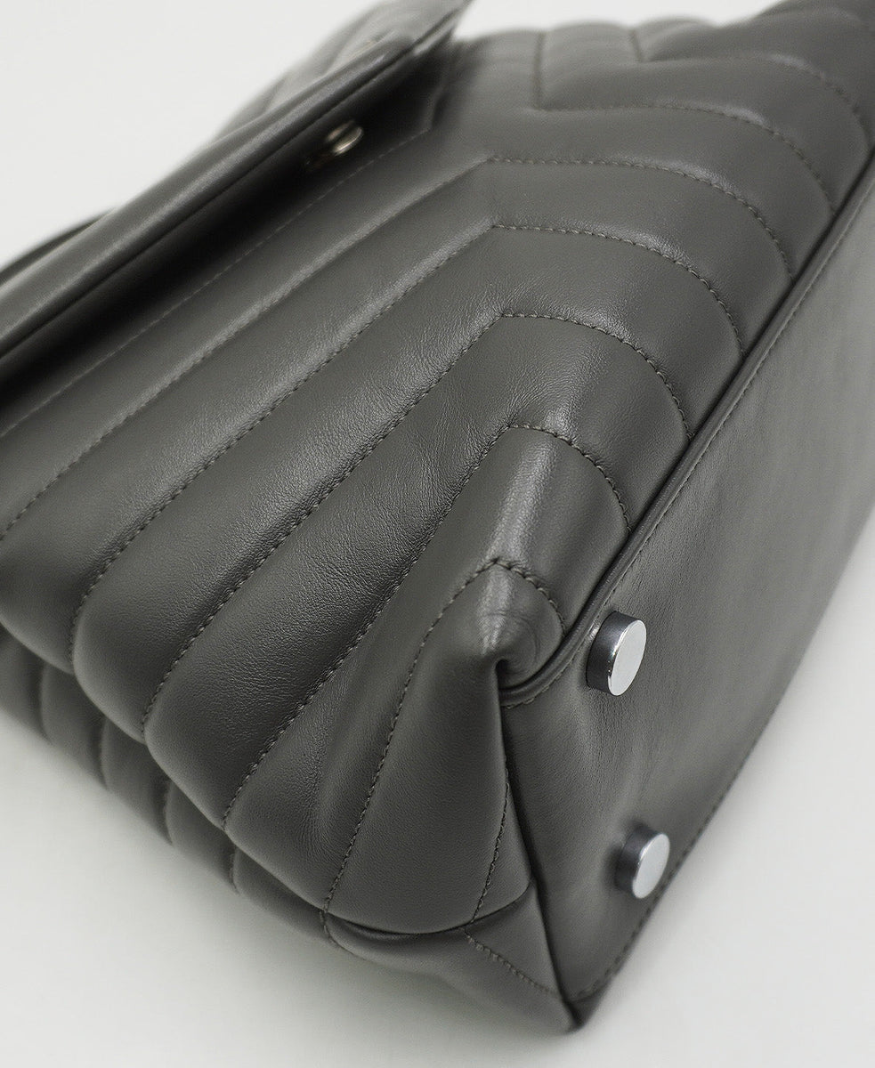 Small Quilted "Y" LouLou Shoulder Bag Grey