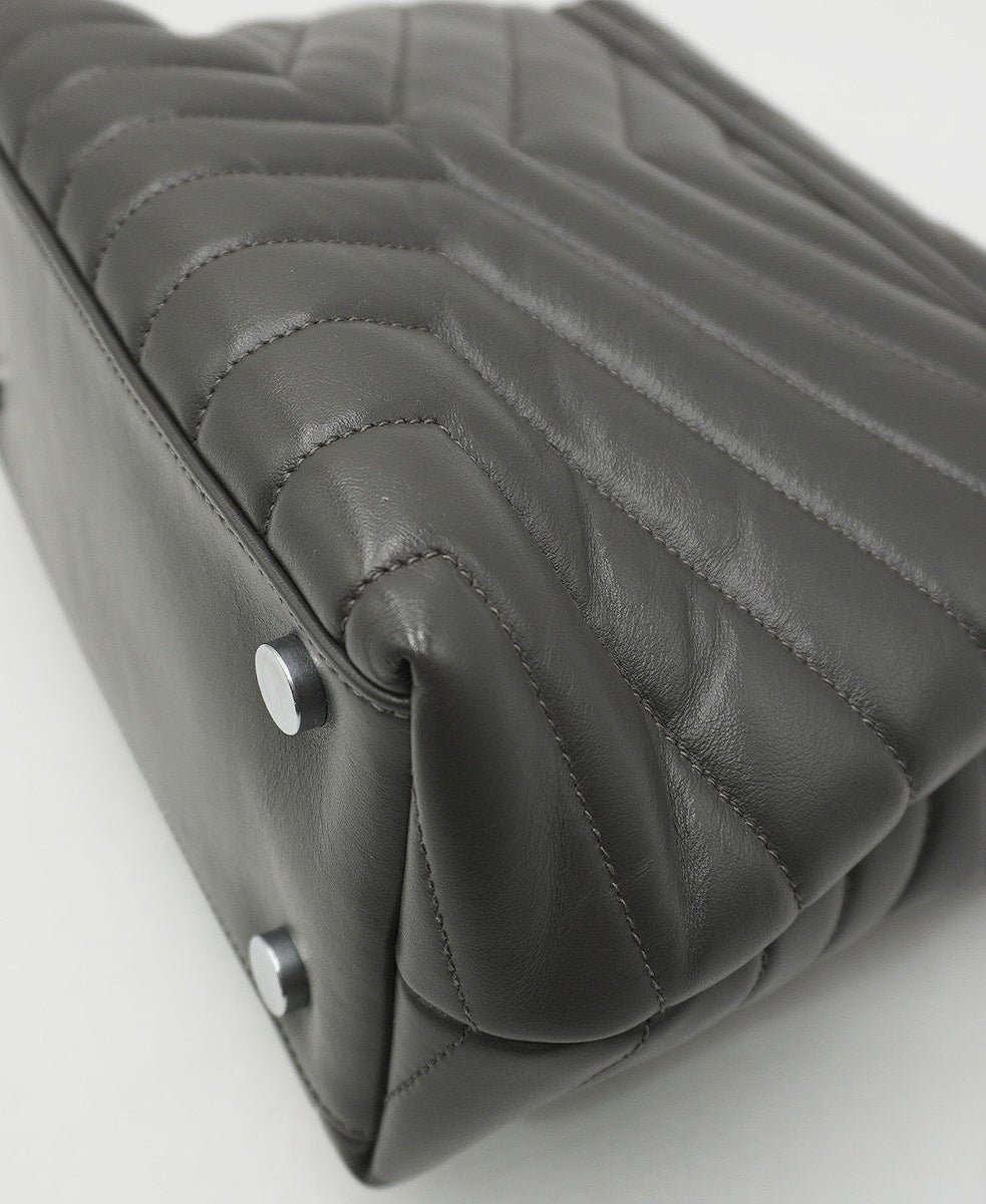 Small Quilted "Y" LouLou Shoulder Bag Grey