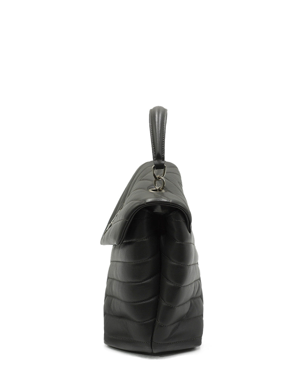 Small Quilted "Y" LouLou Shoulder Bag Grey