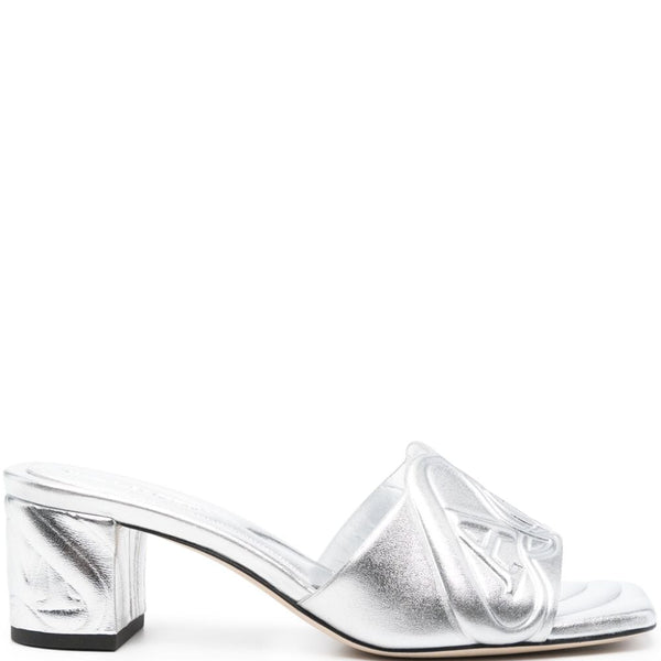 Alexander Mcqueen Women Metallic Leather Heel Sandals