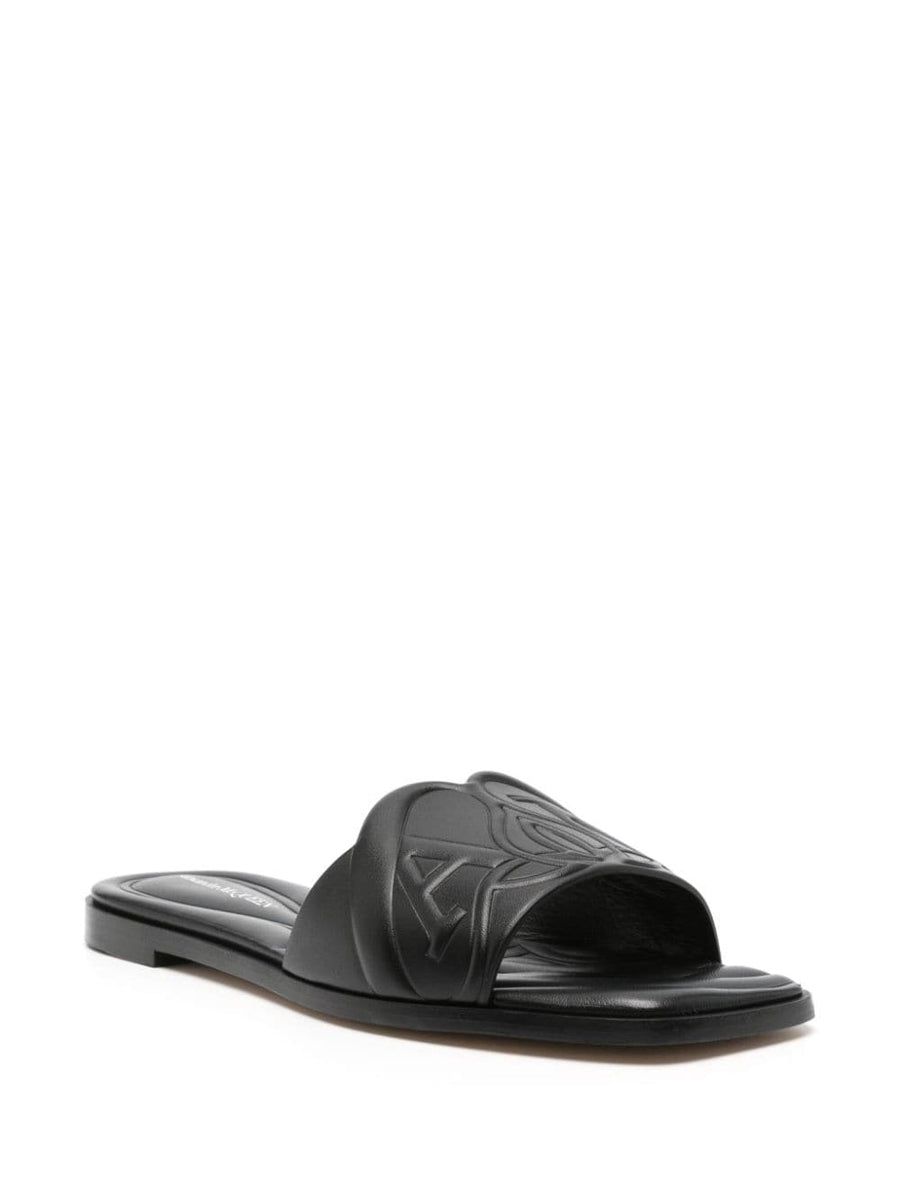 Alexander Mcqueen Women Seal Leather Flat Sandals