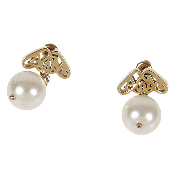 Alexander Mcqueen Women Seal Logo Pearl Earrings