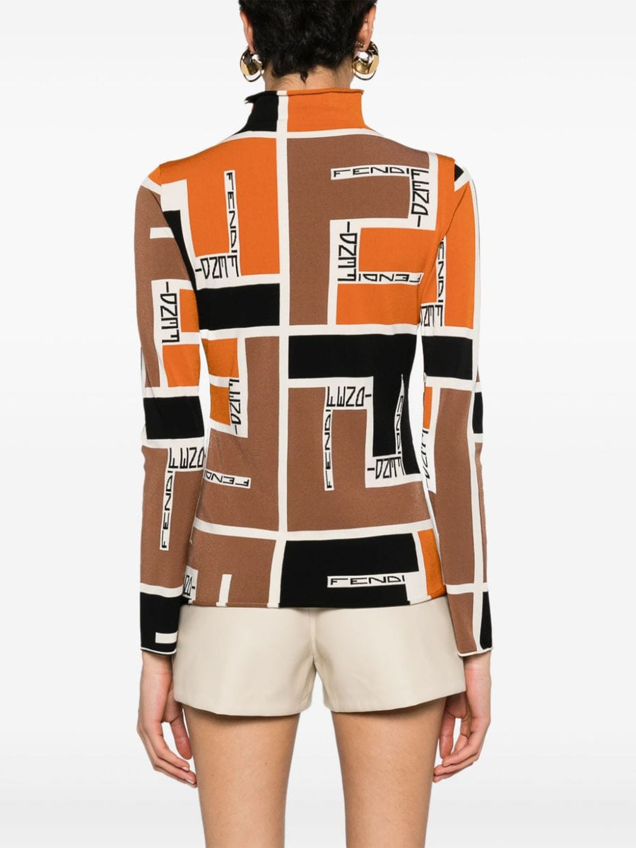 Fendi Women Printed High-Neck Top
