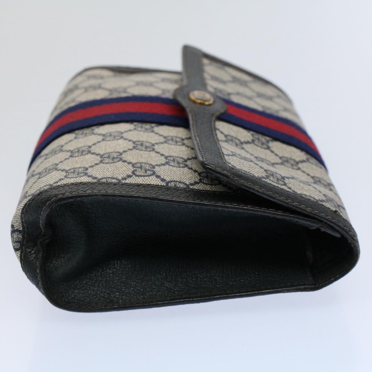 GUCCI GG Supreme Sherry Line Clutch Bag Red Navy 84 01 006 Auth th4322