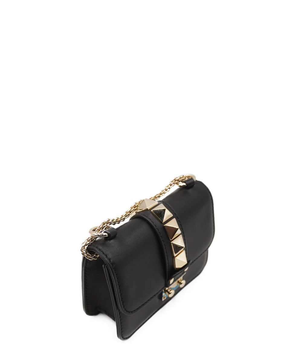 Leather Glam Rock Crossbody Bag Black
