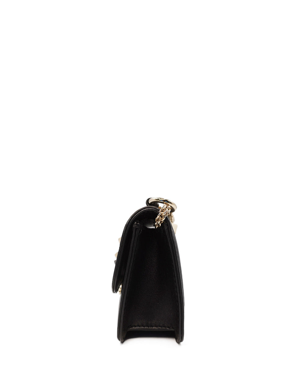 Leather Glam Rock Crossbody Bag Black