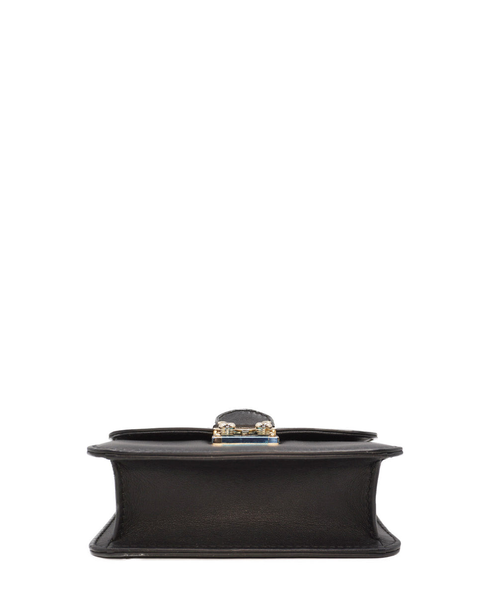 Leather Glam Rock Crossbody Bag Black