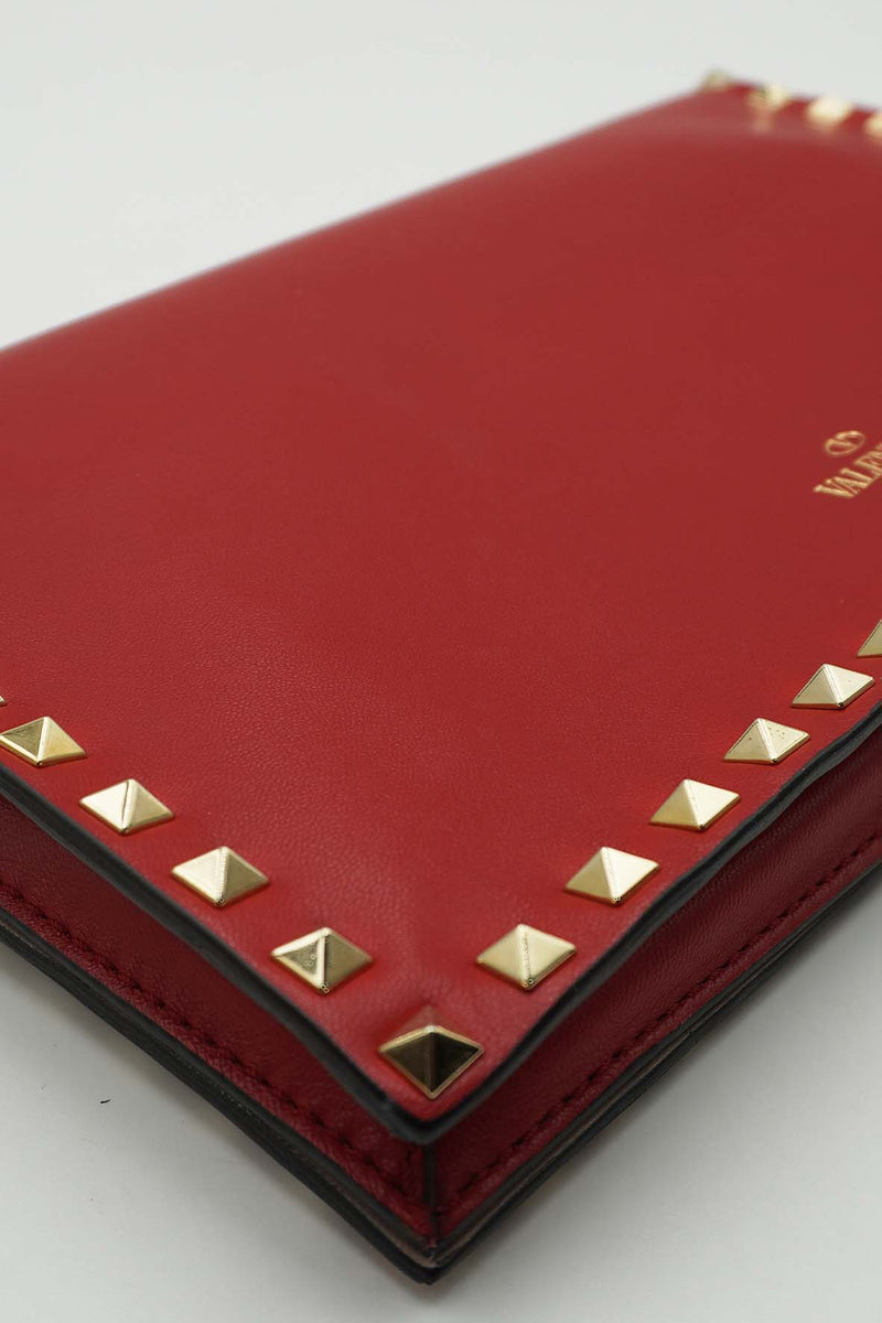 Rockstud Wristlet Leather Red