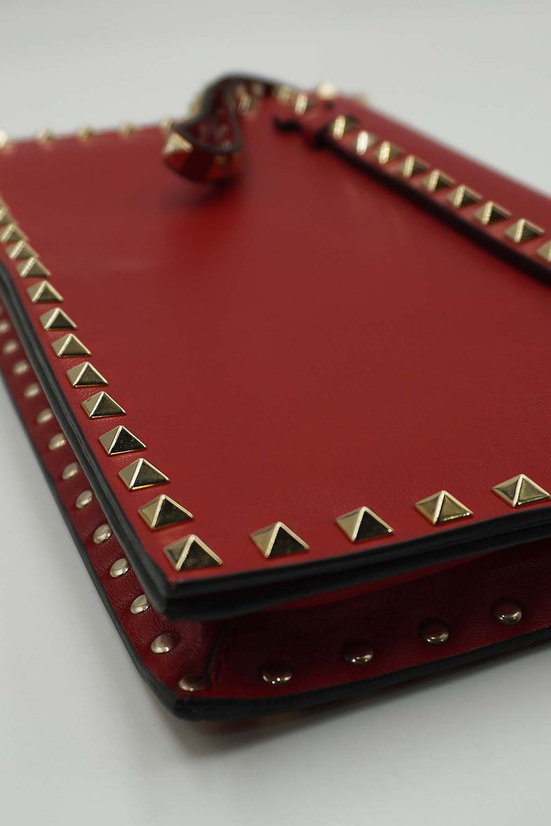 Rockstud Wristlet Leather Red