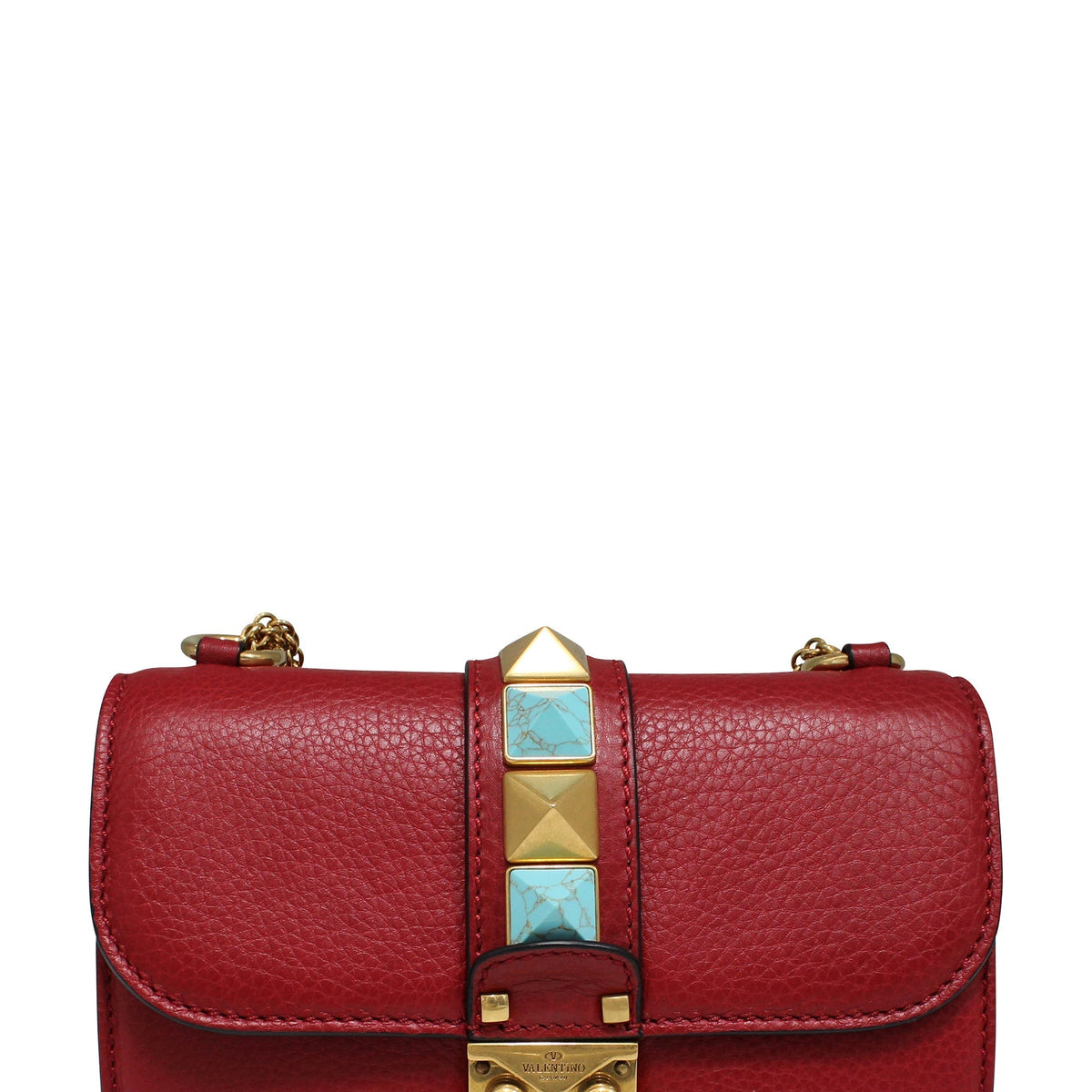 Small Glam Rock Bag Red Teal Studs
