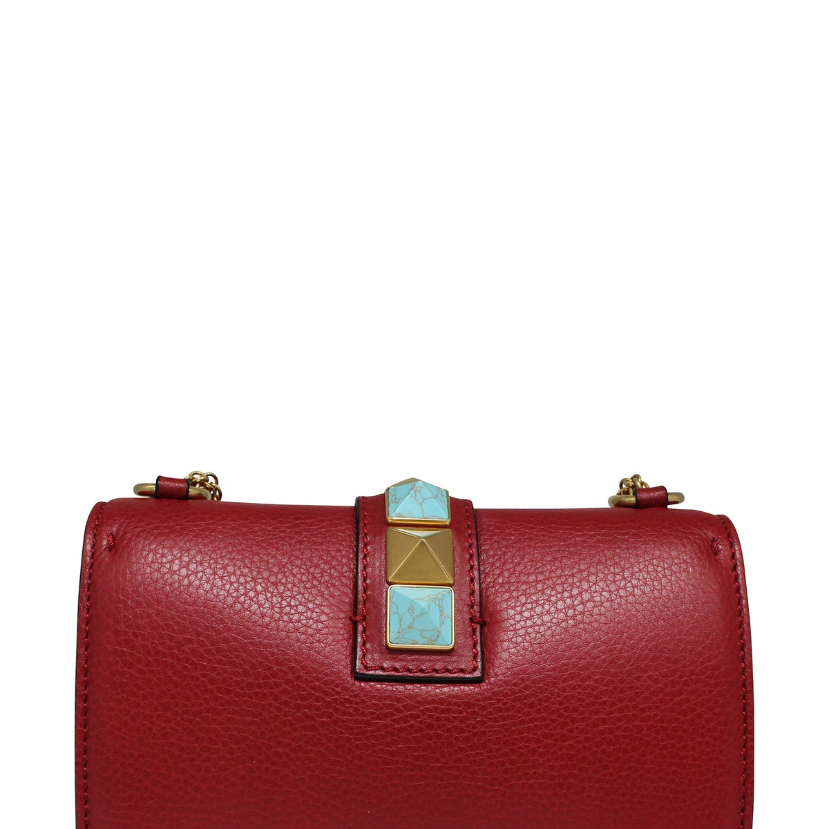 Small Glam Rock Bag Red Teal Studs