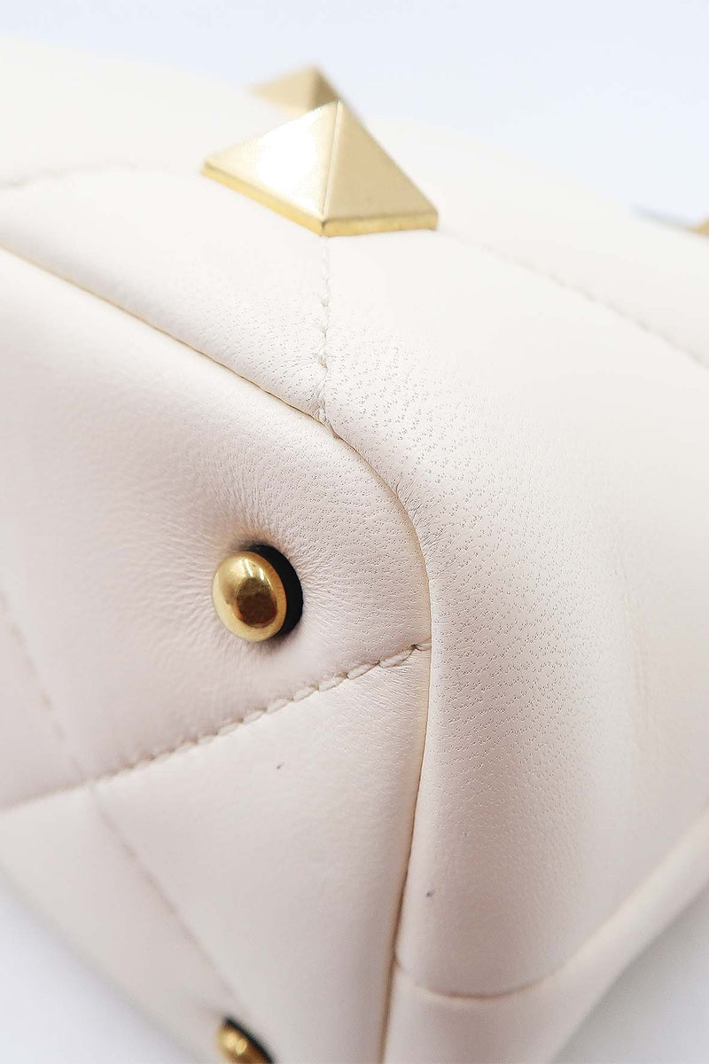 Small Roman Stud the Handle Bag White