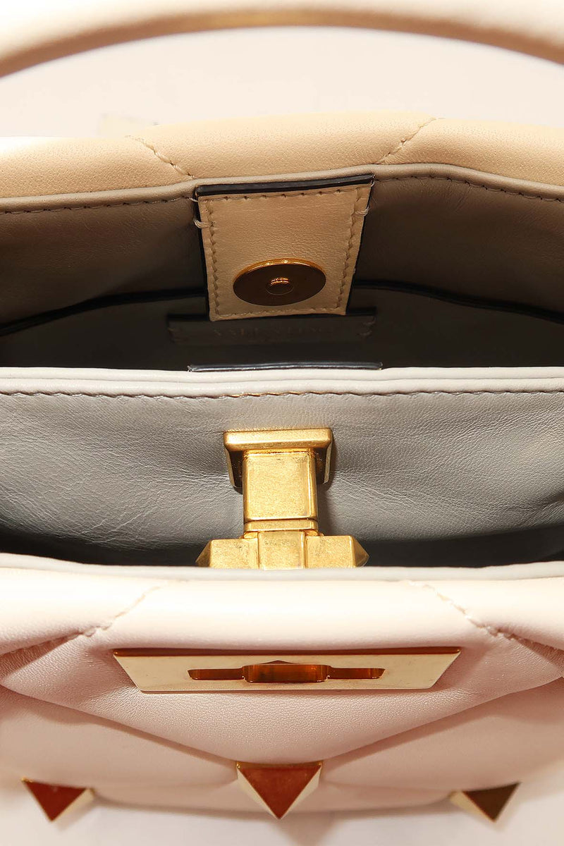 Small Roman Stud the Handle Bag White