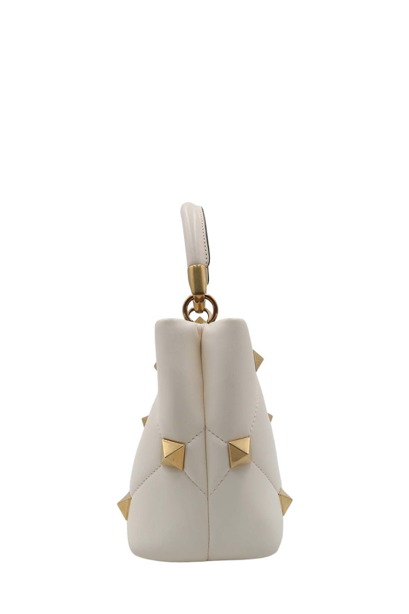 Small Roman Stud the Handle Bag White