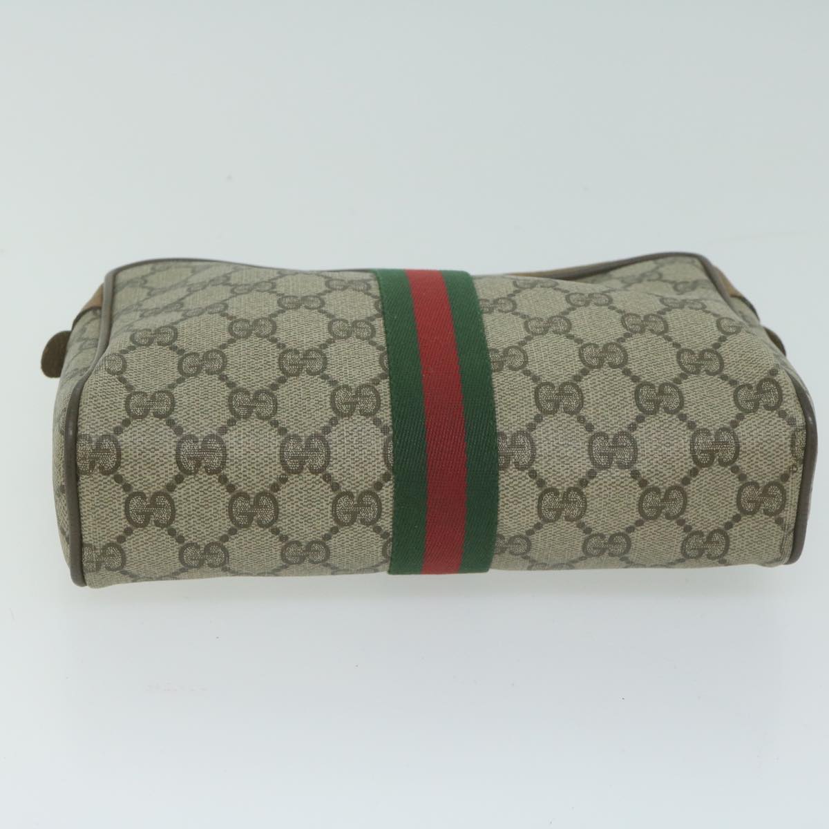 GUCCI GG Supreme Web Sherry Line Clutch Bag PVC Beige 89 01 012 Auth yk10592