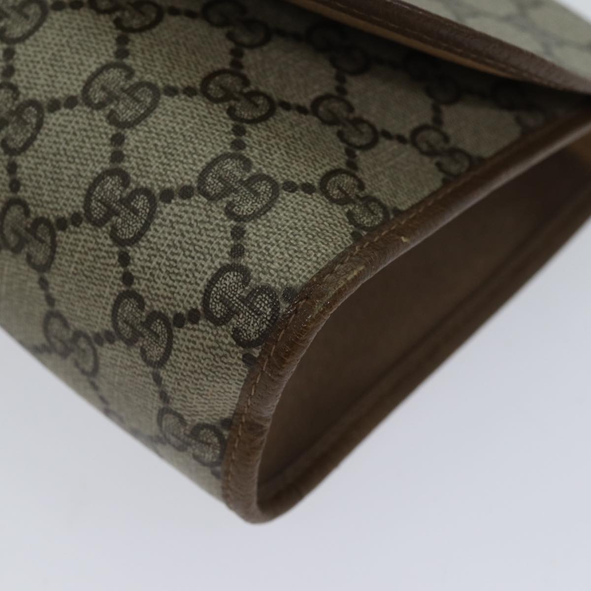 GUCCI GG Supreme Web Sherry Line Clutch Bag Beige Green 89 01 030 Auth yk11961