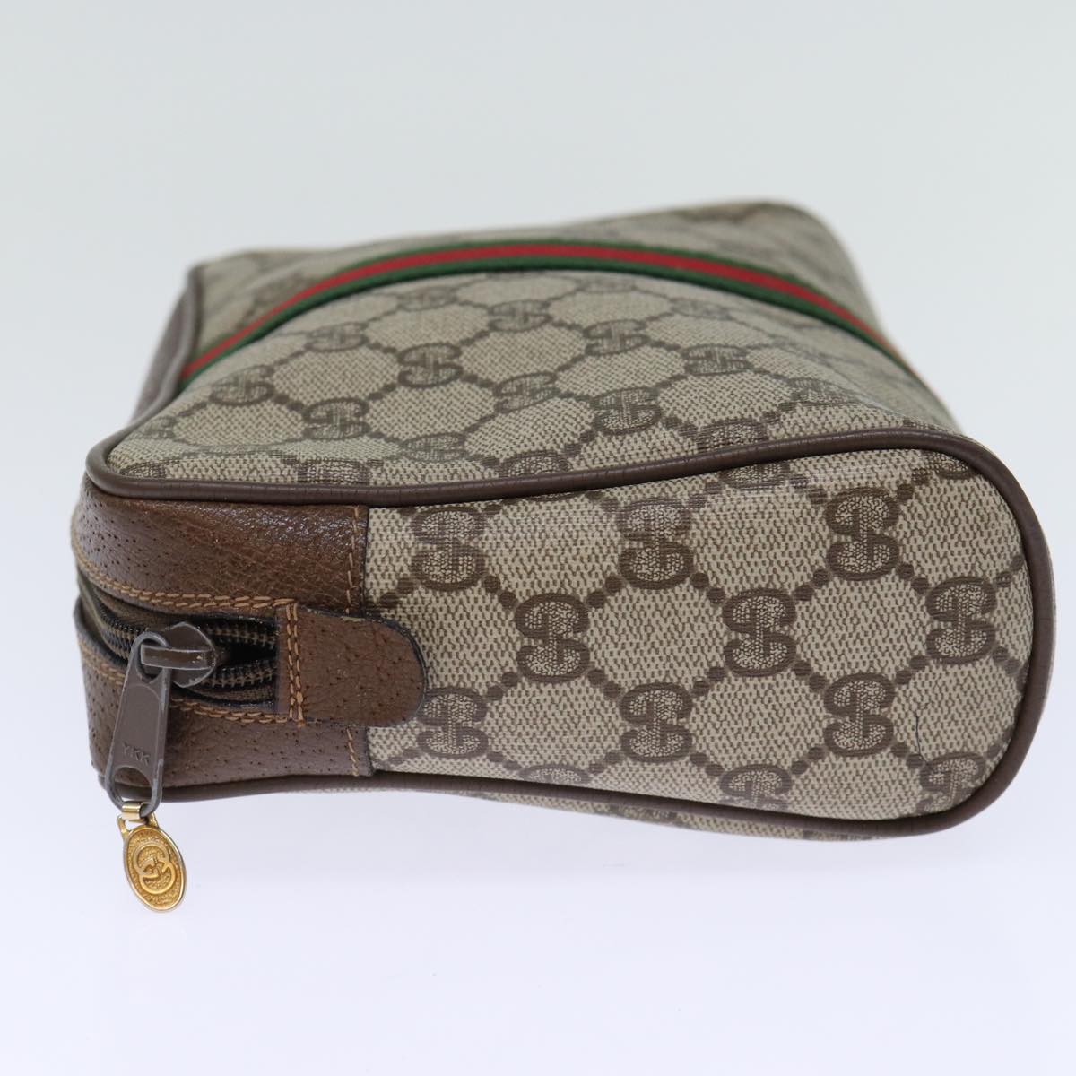 GUCCI GG Supreme Web Sherry Line Clutch Bag PVC Beige 63 01 012 Auth yk12088
