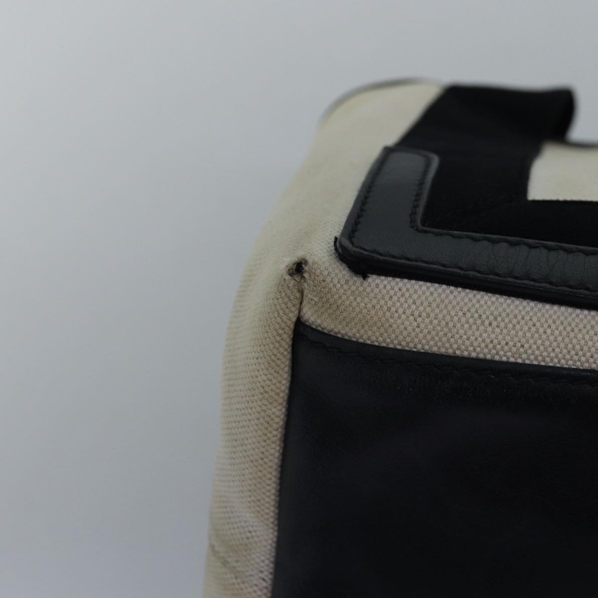 balenciaga Navy Cabas S Hand Bag Canvas White Black 339933 Auth yk12669