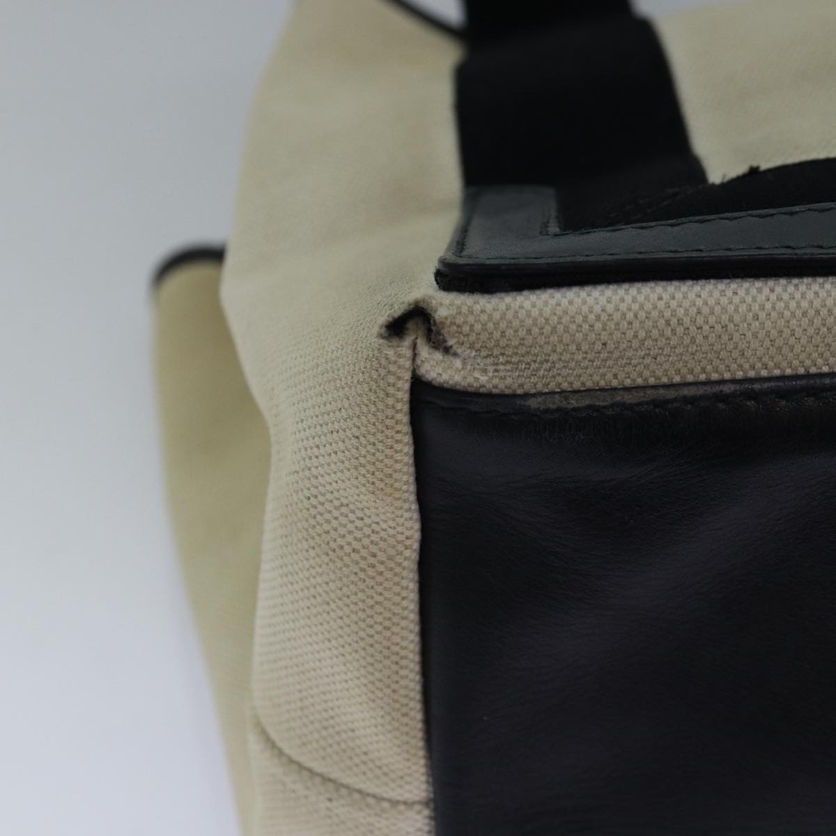 balenciaga Navy Cabas S Hand Bag Canvas White Black 339933 Auth yk12669