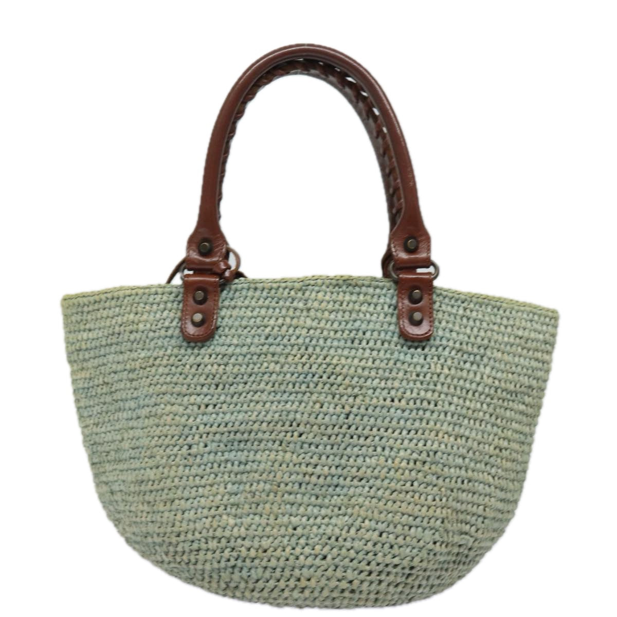 balenciaga Hand Bag Raffia Blue 236741 Auth yk13377
