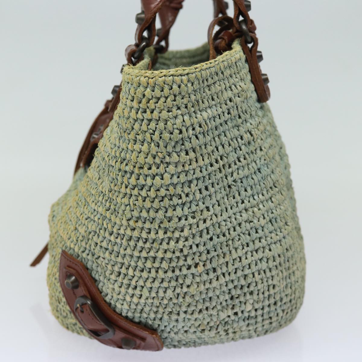 balenciaga Hand Bag Raffia Blue 236741 Auth yk13377